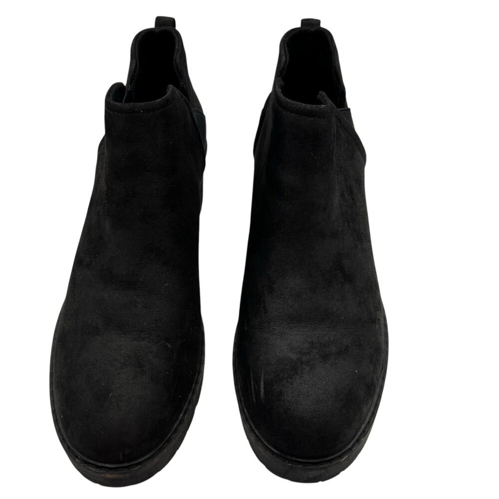 Crown Vintage Chelsea Size 11 Chunky Heel Ankle Boots Booties Black Slip On - Picture 2 of 15